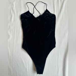 Abercrombie & Fitch Black Velvet Slouch Neck Top